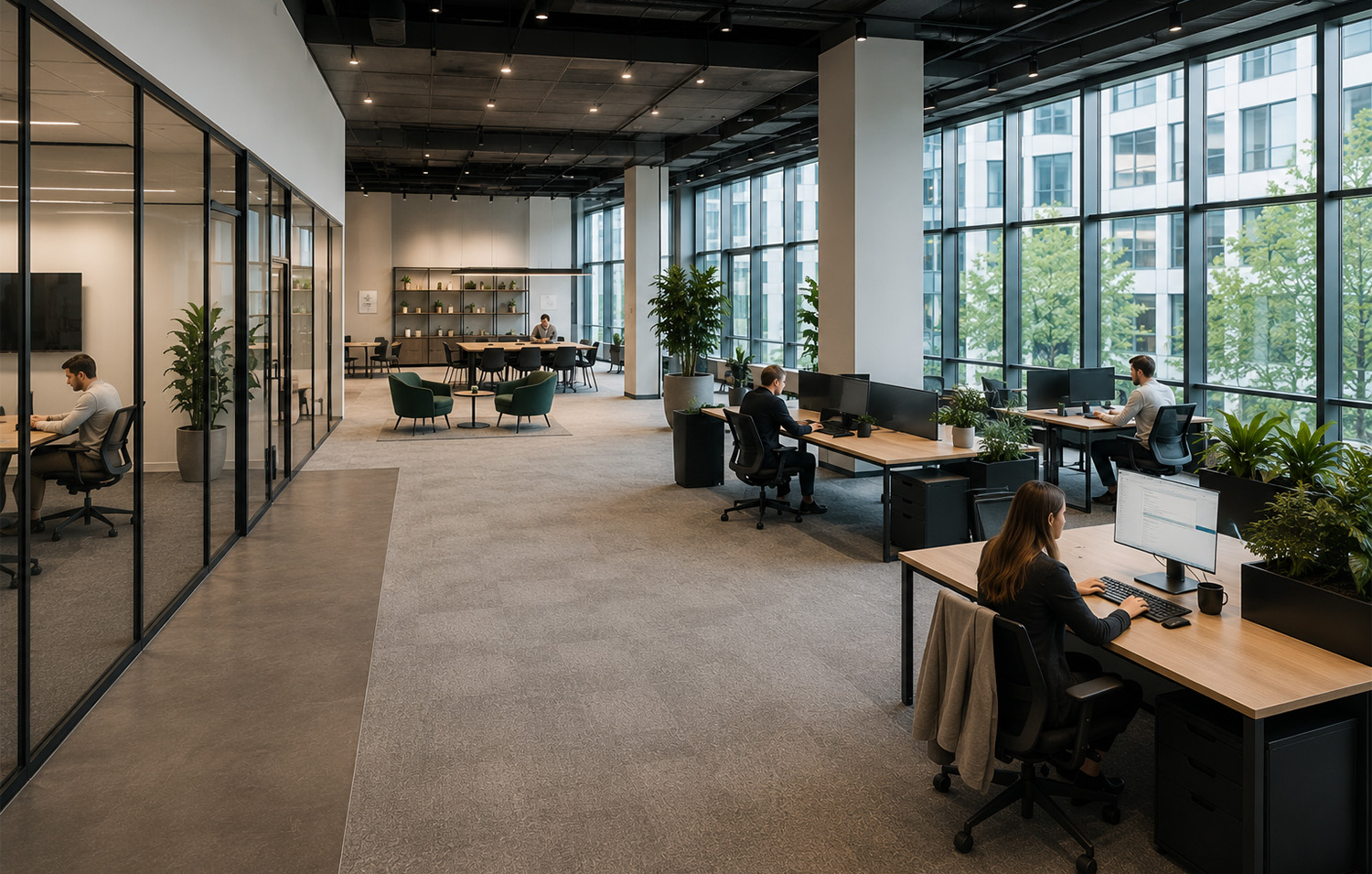 A Big office space with a low attendance
